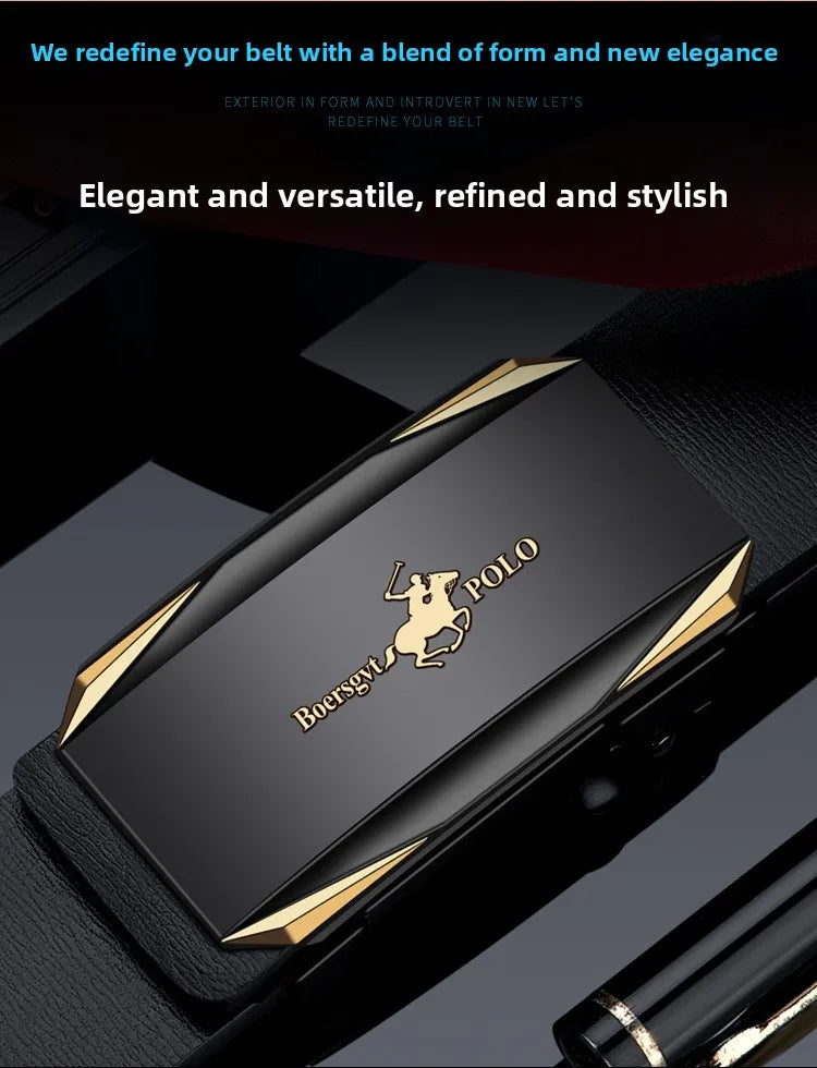 Paul Men's Leather Belt Fashionable Casual Automatic Buckle Waist Belt for Middle-aged And Young Men Business Style Belt