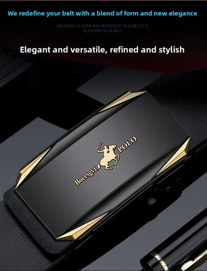 Paul Men's Leather Belt Fashionable Casual Automatic Buckle Waist Belt for Middle-aged And Young Men Business Style Belt