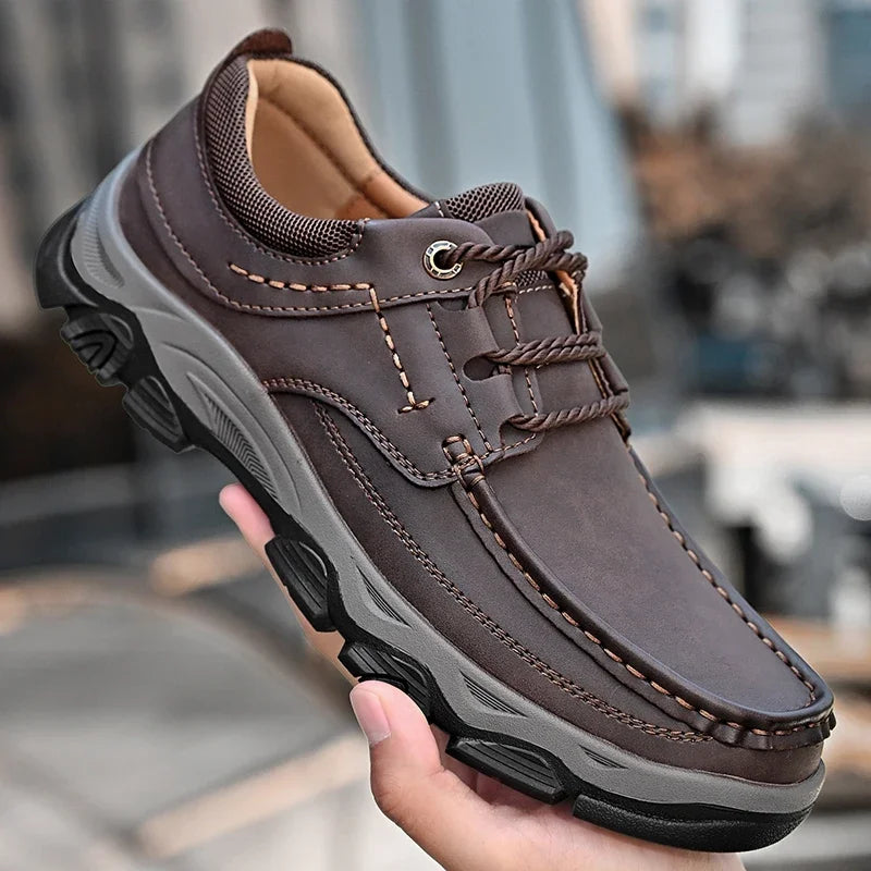 Men's Shoes Hot Sale Male Comfortable Casual Shoe 2023 Genuine Leather Male Business Shoes High Quality Lace-Up Oxford Shoes