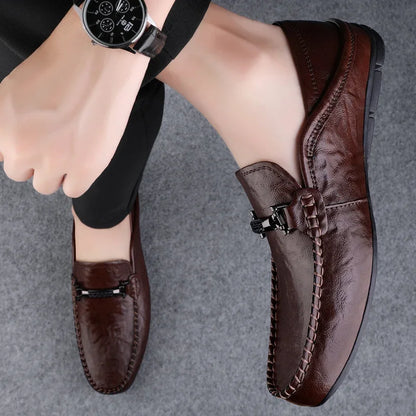 Men Casual Summer Shoes Hollow Out Breathable Men's Driving Shoes High Quality Male Business Shoes 2024 Genuine Leather Loafers
