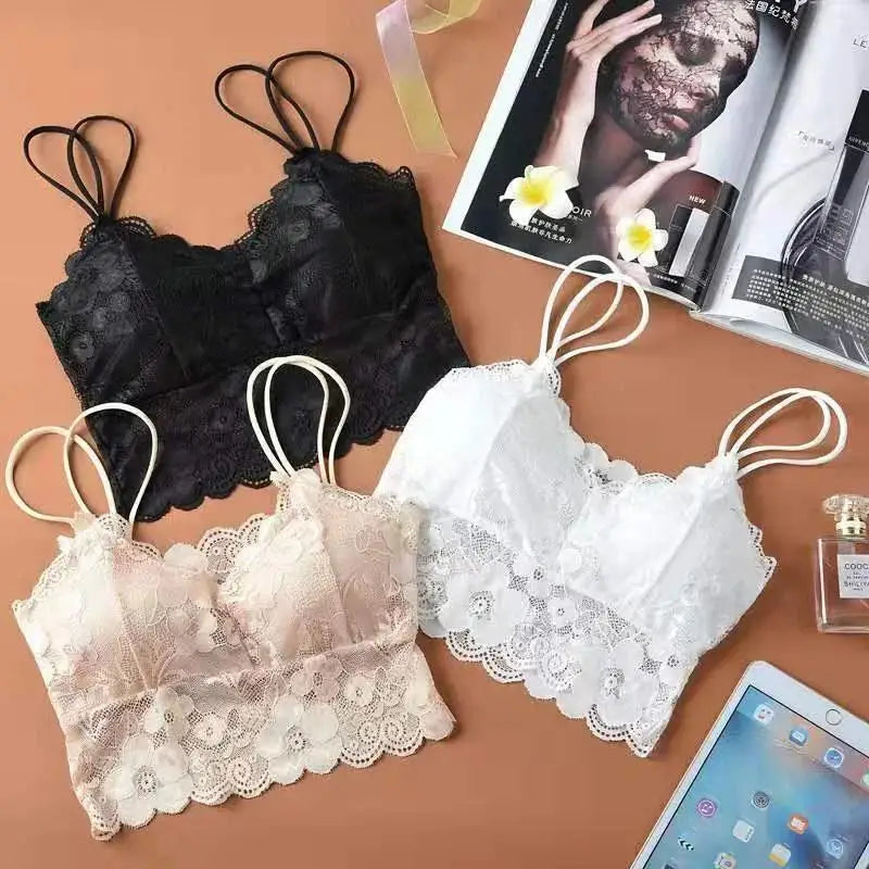 1 Pcs New Women Lace Seamless Bras Top Sexy Wrapped Chest Strap Chest Pad Camisole Bottoming Underwear Beauty Vest Bralette
