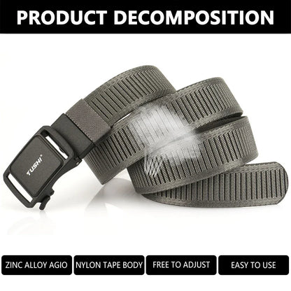TUSHI New 3.8cm Tactical Belt for Men 1200D Thick Nylon Casual Belt Alloy Automatic Buckle Tactical outdoor Elastic Belt Male
