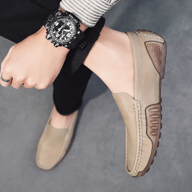 British Style Men Leather Casual Shoes Brand Men Business Spring New Loafers Moccasins Breathable Slip on Comfort Driving Shoes