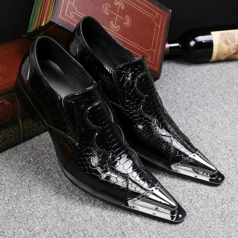 Iron Toe Shoes Men's Real Personality Custom Luxury Office Formal Wedding Original Design Retro Casual Leather Shoes