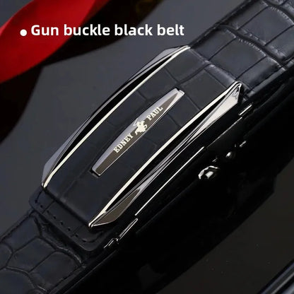 Genuine Leather Belt for Men Automatic Buckle Crocodile Pattern Calfskin Business Fashion Mid-aged And Young Waist Belt