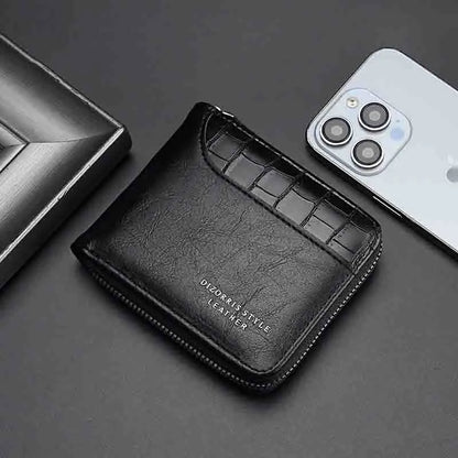 New Brand Leather Men’s Wallet Luxury Mens Purse Male Zipper Card Holders with Coin Pocket Wallets Gifts for Men Money Bag