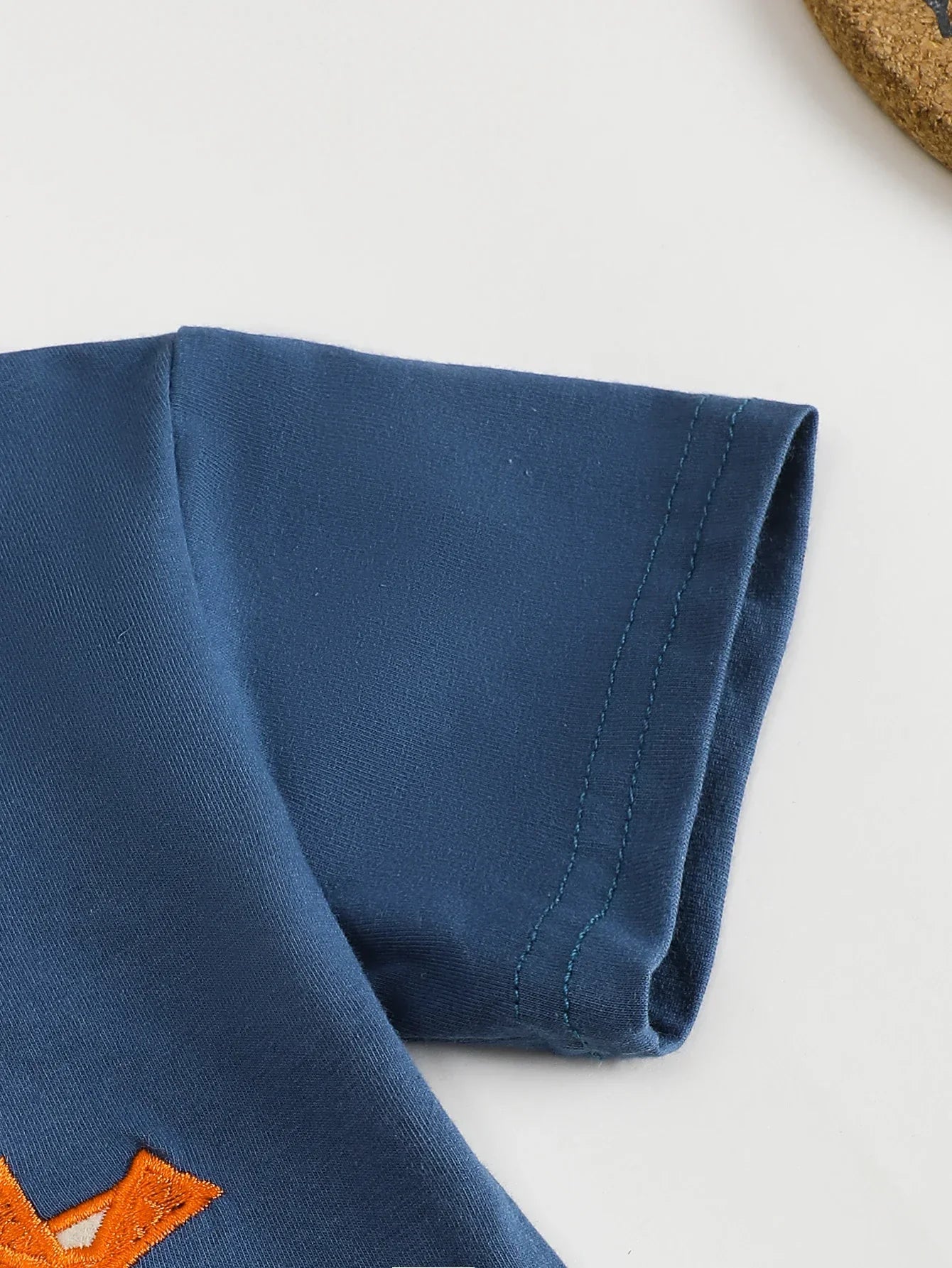 Infant Boys Summer Short Sleeve Outfit with Helicopter Embroidery Pattern Baby Clothing Set