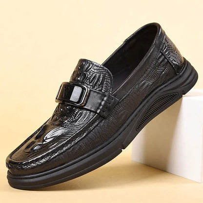 Men Elegant Genuine Leather Shoes Black Soft Leather Soft Bottom Men's Leather Shoes Casual Business Luxury Social Male Shoes