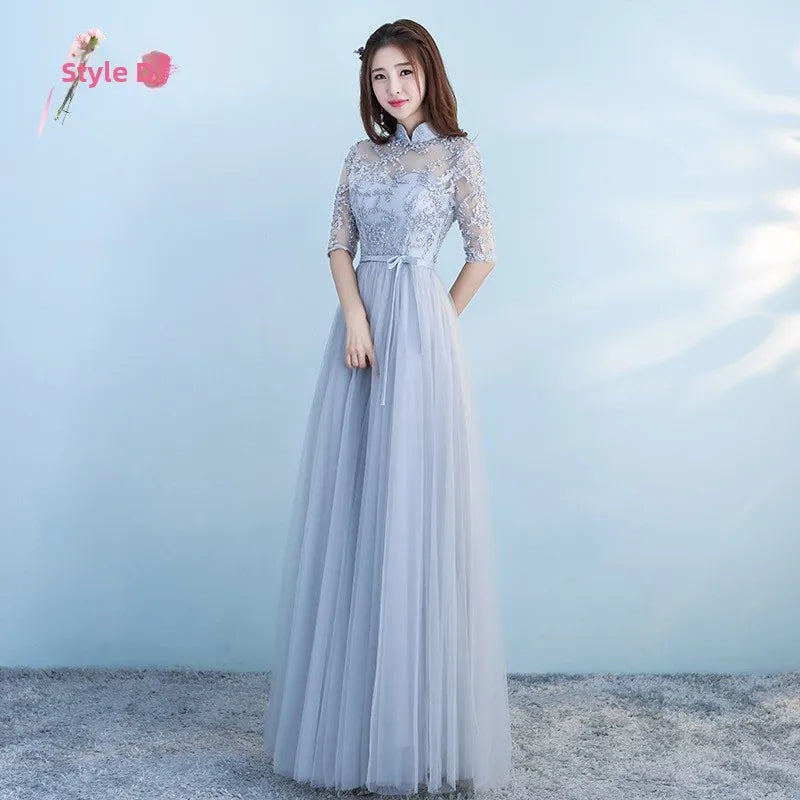 Long Blue Maids Dr Ele A-Line Skirt Wedding Par Fem Friend Gown Bridalmaid Outfit Summer Formal Women's Dr