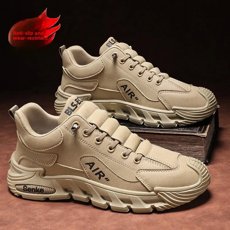 Men's Casual Sport oes Waterproof Non-Slip Wear-Resistant Construction Site Work oes Easy-To- Wear Slip-On Heightening