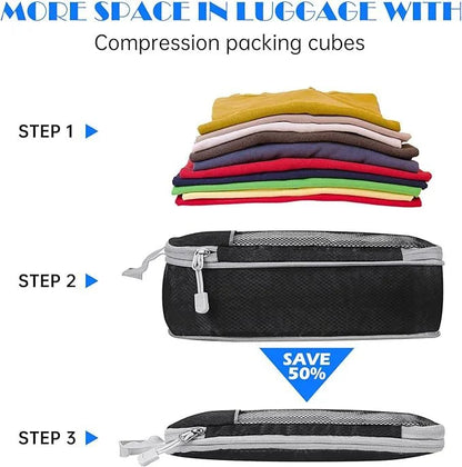 Compression Packing Cube Set Expandable Mesh Travel Bag Luggage Organizers Bag for Trip Home Storage Travel Gear Accessories