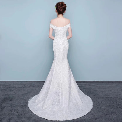 XXN-054B#Waist Cinching Fish Tail Dress 2025 New Palace Bride Slimming Wedding Dress With One Shoulder Cheap Wholesale China