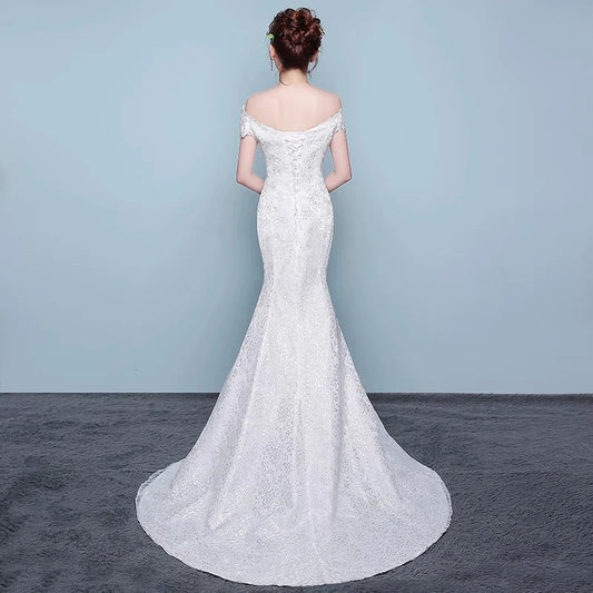 XXN-054B#Waist Cinching Fish Tail Dress 2025 New Palace Bride Slimming Wedding Dress With One Shoulder Cheap Wholesale China