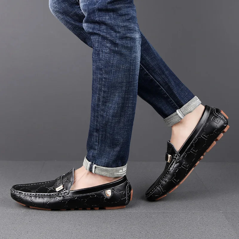 Men High Quality Leather Loafers Men Casual Outdoor Shoes Moccasins Slip on Men Business Shoes Male Driving Shoes Bean Shoes