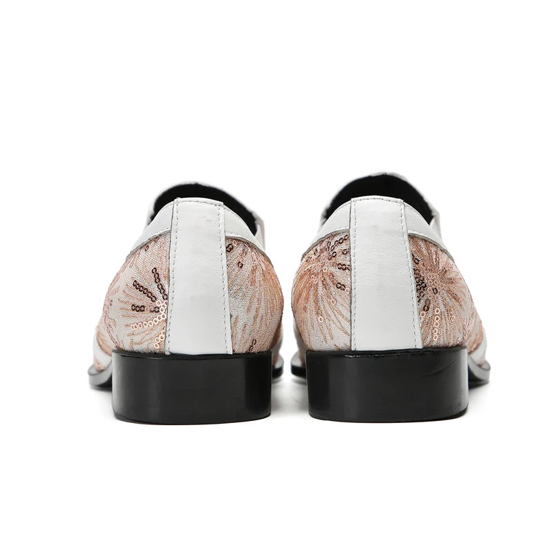New British Style Pointed Toe Banquet Shoes Leisure Plus Size Print Evening Shoes Elegant Men Busienss Cow Leather Wedding Shoes