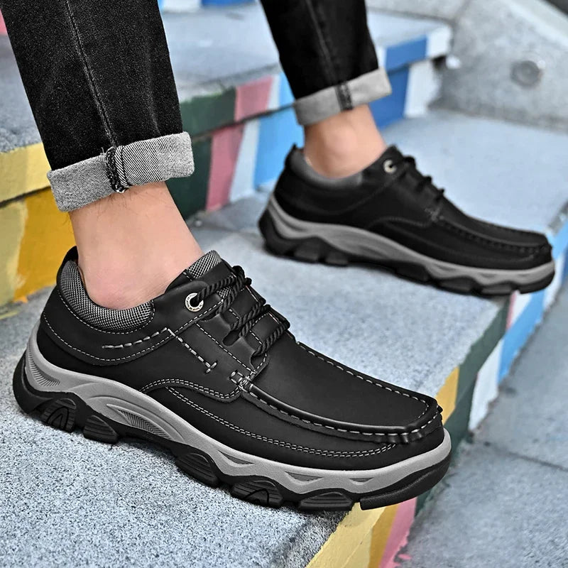 Men's Shoes Hot Sale Male Comfortable Casual Shoe 2023 Genuine Leather Male Business Shoes High Quality Lace-Up Oxford Shoes