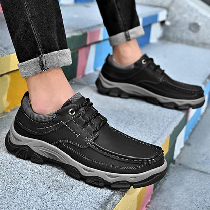 Men's Shoes Hot Sale Male Comfortable Casual Shoe 2023 Genuine Leather Male Business Shoes High Quality Lace-Up Oxford Shoes