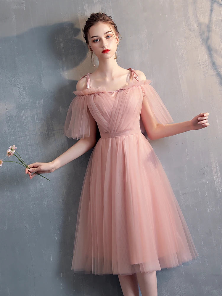 New pink sweat lady girl bridesmaid dress performance prom dress