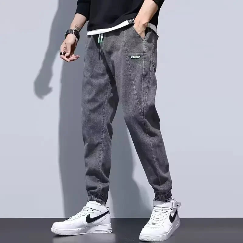 2022 New Spring Autumn Trendy Jeans Men's Loose-fit Bundled Feet Harem Pants Casual Trendy Male Pants For Leisure