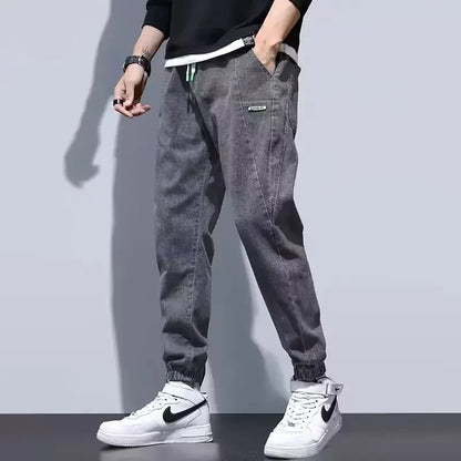 2022 New Spring Autumn Trendy Jeans Men's Loose-fit Bundled Feet Harem Pants Casual Trendy Male Pants For Leisure