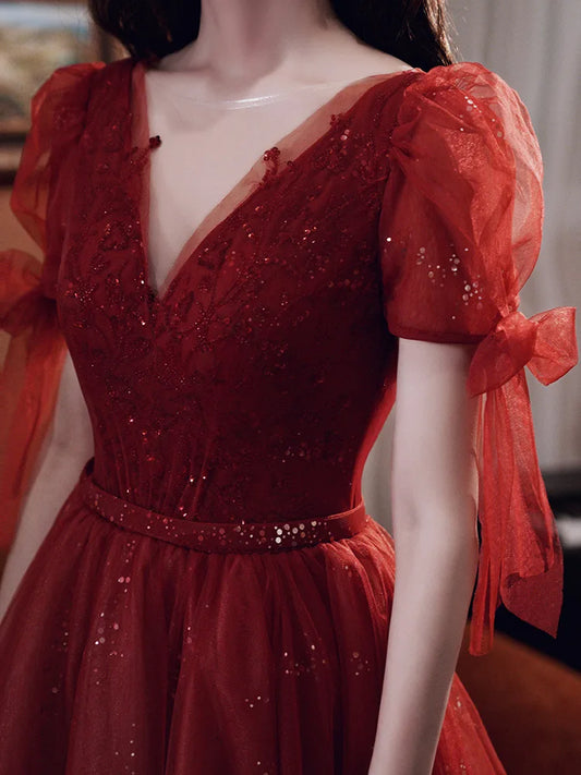 New wine sweat long lady girl bridesmaid dress performance prom gown dress