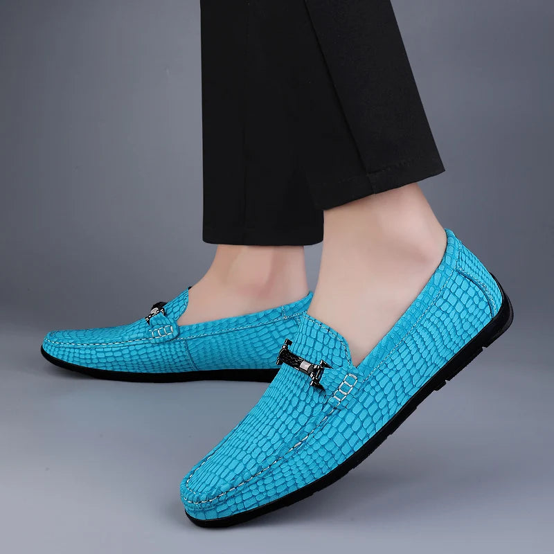 Summer Genuine Leather Men Loafers Breathable Flats Men's Casual Shoes Moccasins Man Lightweight Driving Shoes Red Wedding Shoes