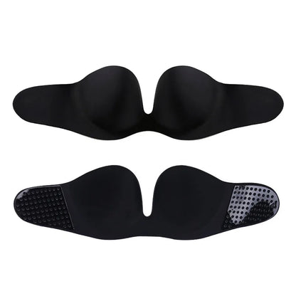 No Slip Reusable Silicone Breast Tape - U-Shaped Lift Support for Strapless Dresses Push Up Bra Alternative Waterproof Body Tape