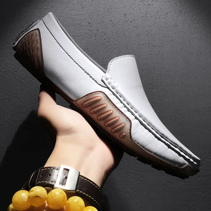 British Style Men Leather Casual Shoes Brand Men Business Spring New Loafers Moccasins Breathable Slip on Comfort Driving Shoes