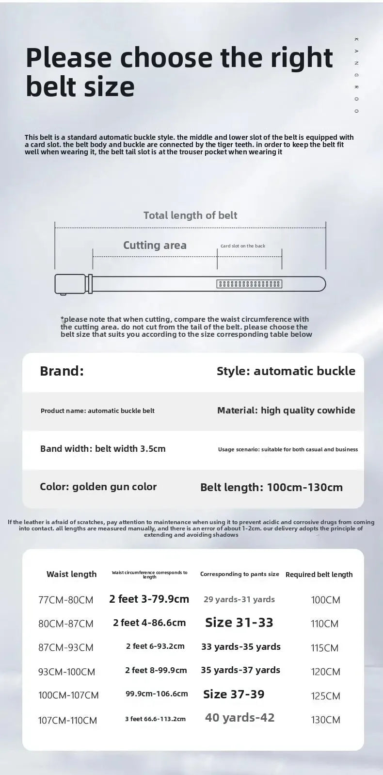 Genuine Leather Belt for Men Automatic Buckle Crocodile Pattern Calfskin Business Fashion Mid-aged And Young Waist Belt