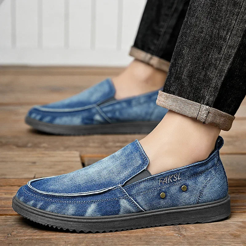 New Shoes for Men Classic Denim Canvas Shoes Slip on Comfortable Driving Shoes Men's Loafers Casual Walking Flats Zapatos Hombre