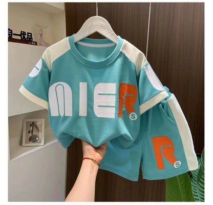 Boys Summer Clothing Children's Fashion Short sleeved Set New Korean Edition Fashionable Boys Summer Thin Casual Two Piece Set