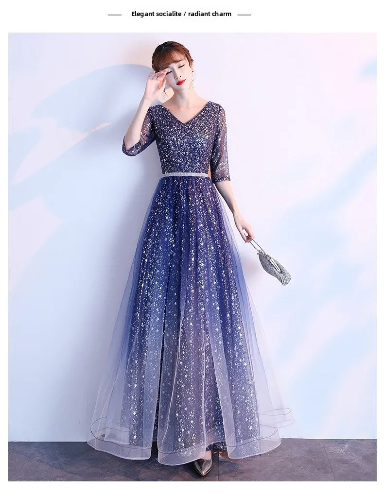 Starry  Evening Gown Women's Faionable Winter Performance Chorus Dr Fairy Aosphere Host Ele Sle New 2026