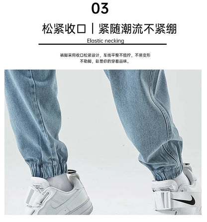 Men Joggers Cargo Denim Pants Baggy Harem Japanese Streetwear Styke Male Ankle Harajuku Casual Hip Hop Jeans Trousers Men