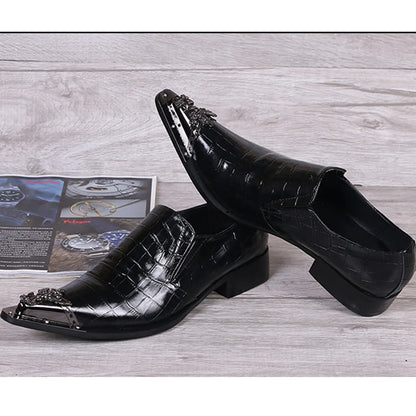 Iron Toe Shoes Men's Real Personality Custom Luxury Office Formal Wedding Original Design Retro Casual Leather Shoes