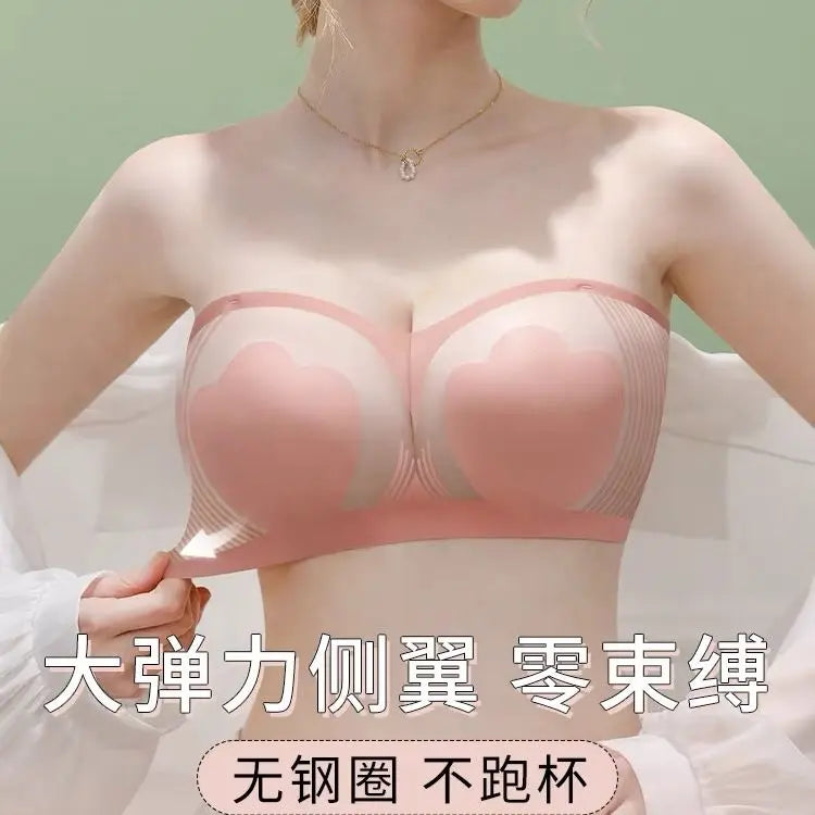 Strapless Minimizer Bra for Large Bust Ultra Thin Full Coverage Wire Free Push Up Anti-Slip Band Anti-Sag Side Support Seamless