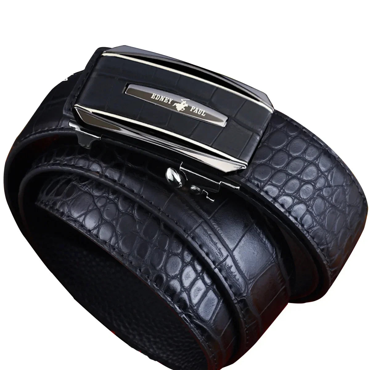 Genuine Leather Belt for Men Automatic Buckle Crocodile Pattern Calfskin Business Fashion Mid-aged And Young Waist Belt