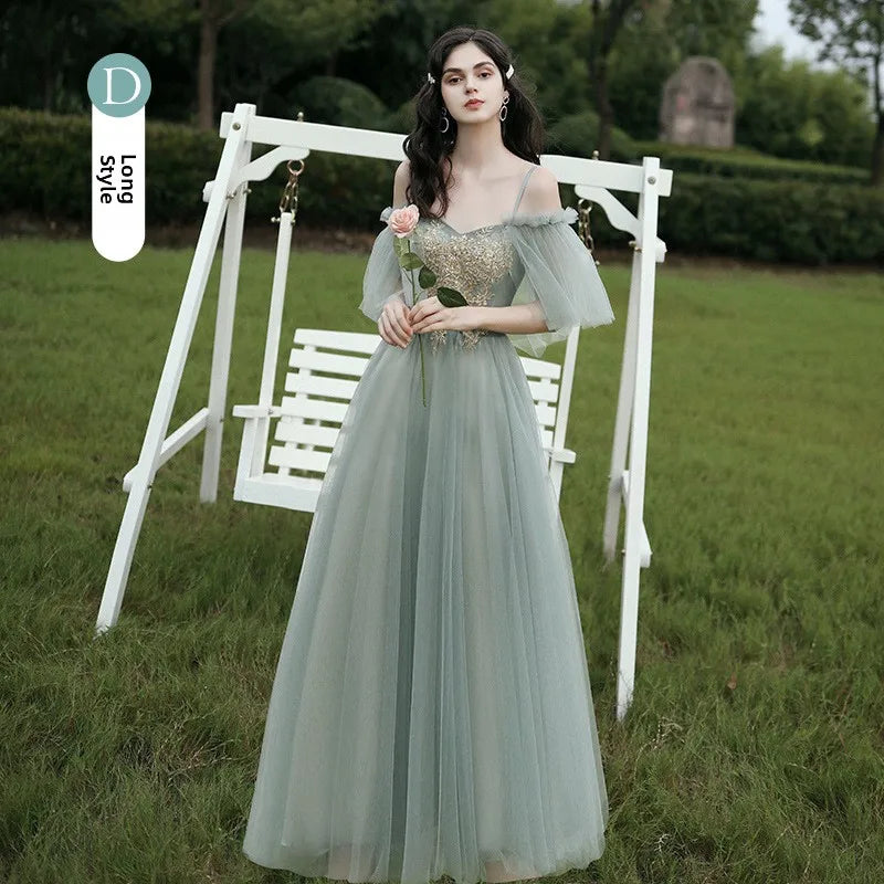 Spring 2024 Maids of  Dr Ele een Fairy T Wedding Banquet Long Skirt Women's Friend Maids of  Outfit