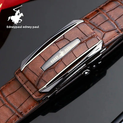Genuine Leather Belt for Men Automatic Buckle Crocodile Pattern Calfskin Business Fashion Mid-aged And Young Waist Belt