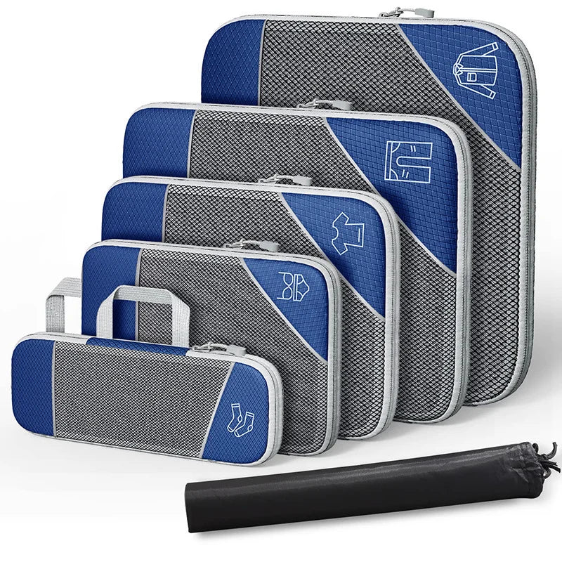Compression Packing Cube Set Expandable Mesh Travel Bag Luggage Organizers Bag for Trip Home Storage Travel Gear Accessories
