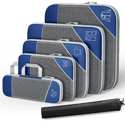 Compression Packing Cube Set Expandable Mesh Travel Bag Luggage Organizers Bag for Trip Home Storage Travel Gear Accessories