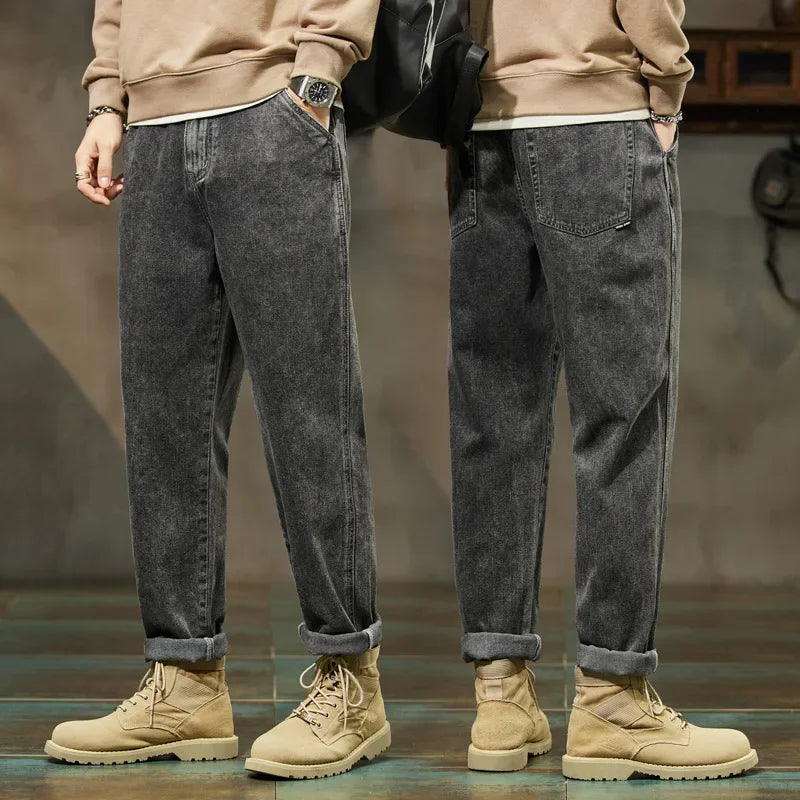 Men's Cotton Jeans Loose Harem Pants Fashion Baggy Casual Outdoor Work Denim Pants Brand Men's Clothing