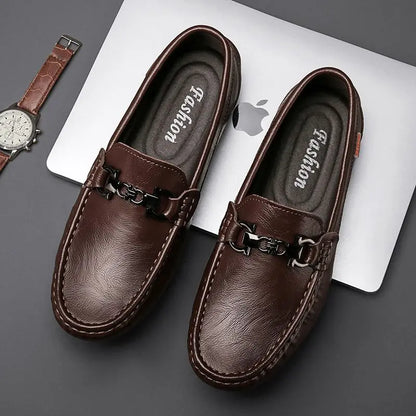 Moccasin Loafers Man Casual Shoe Square Toe Flat Leather Shoes For Men Soft Velvet Fashion 2025 2025 New Arrivals Cowhide