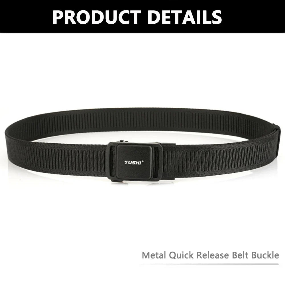 TUSHI New 3.8cm Tactical Belt for Men 1200D Thick Nylon Casual Belt Alloy Automatic Buckle Tactical outdoor Elastic Belt Male