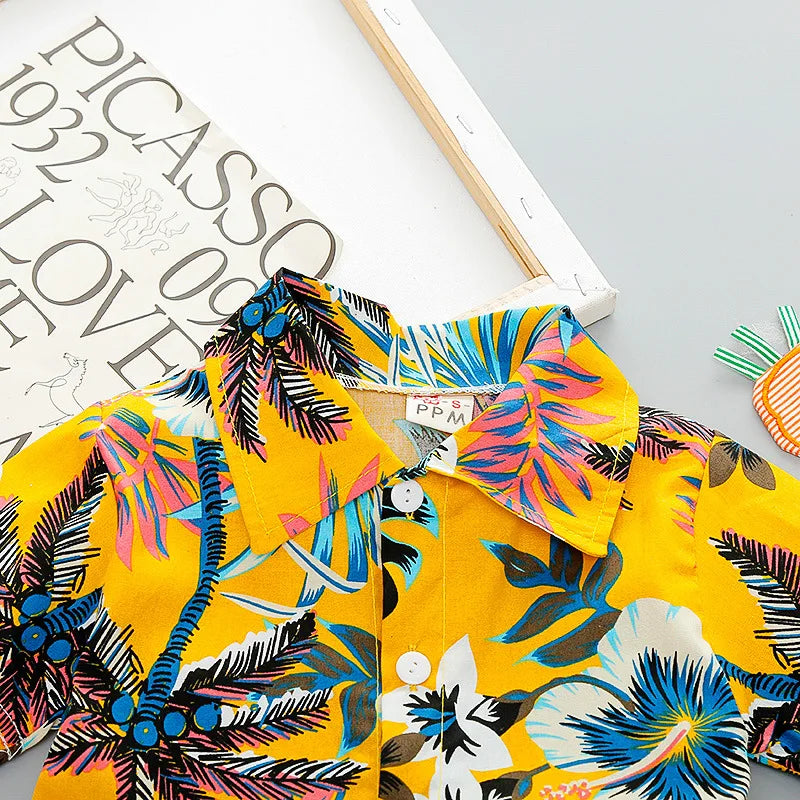 Baby Boy Clothes 0-5Y Summer New Beach Fashion Children Suits Boys Clothing Printed Shirts Short Sleeves Shorts Boys Two Pieces
