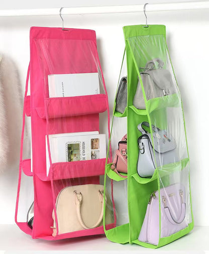 6 pocket dust-proof transparent hanging handbag organizer