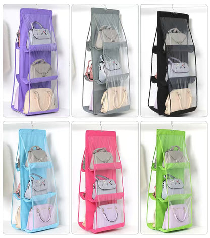 6 pocket dust-proof transparent hanging handbag organizer