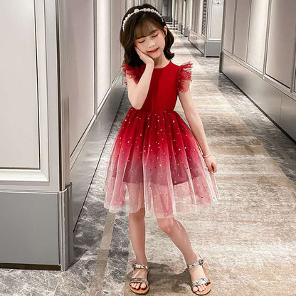 Girls Princess Dresses Star Pattern Girls Sleeveless Kid Dress Teenage Outfits for Girls
