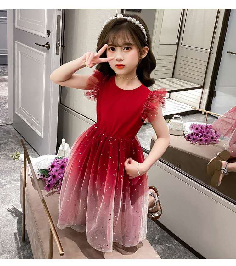 Girls Princess Dresses Star Pattern Girls Sleeveless Kid Dress Teenage Outfits for Girls