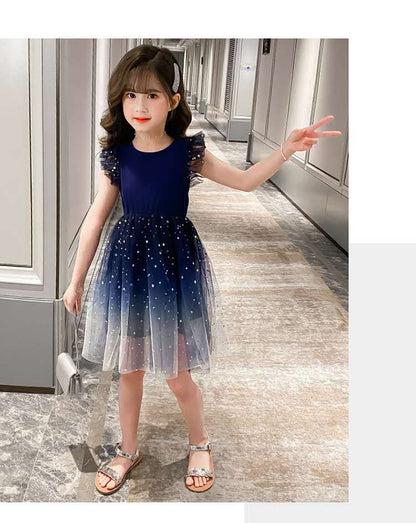 Girls Princess Dresses Star Pattern Girls Sleeveless Kid Dress Teenage Outfits for Girls