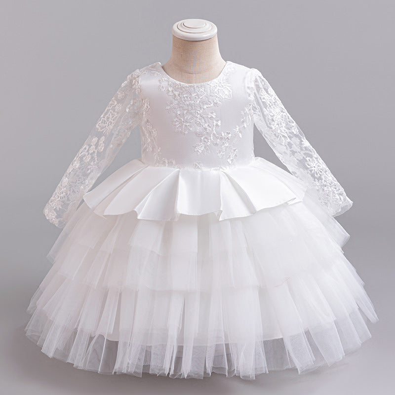 Children's Embroidered Princess Long-Sleeve Tutu For Piano Performance